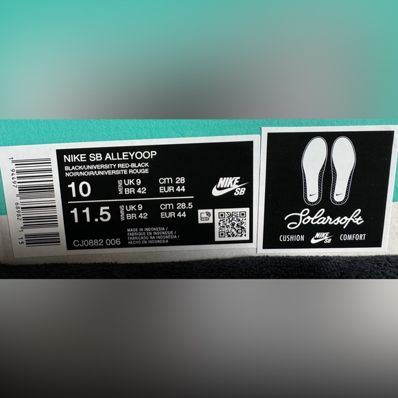 New NIKE SB Alleyoop Skateboard Shoes Men Low-Top Black/Red Men’s Size 10 - Picture 10 of 11